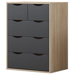 Afn Home Delvito 4 Piece Bedroom Set,  2 Door Wardrobe, 5 Drawer Chest & 2 Bedside Cabinets, Black/oak - thumbnail 5