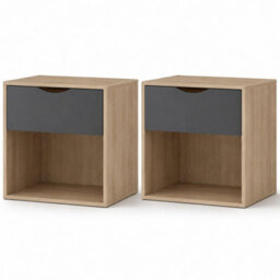 Afn Home Delvito 4 Piece Bedroom Set,  2 Door Wardrobe, 5 Drawer Chest & 2 Bedside Cabinets, Black/oak - thumbnail 6