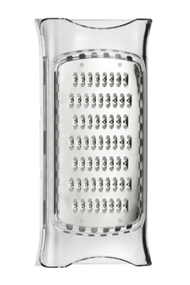 Orsina White & Clear Cheese Grater, Compact Box Grater With Stainless Steel Blades, Modern Design Hand Grater
