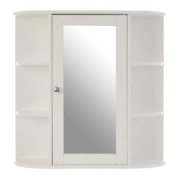 Orsina Contemporary Seven Shelf Mirrored Door Bathroom Cabinet, Compact Design Display Cabinet, Functional Cabinet - thumbnail 6