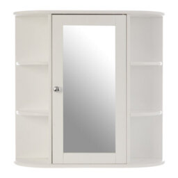 Orsina Contemporary Seven Shelf Mirrored Door Bathroom Cabinet, Compact Design Display Cabinet, Functional Cabinet - thumbnail 1