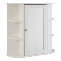 Orsina Contemporary Seven Shelf Mirrored Door Bathroom Cabinet, Compact Design Display Cabinet, Functional Cabinet - thumbnail 2