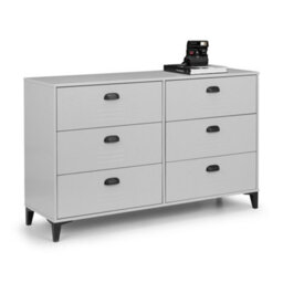 Julian Bowen Lakers Grey 6 Drawer Wide Chest, Locker Effect, Wood, Horizontal Chest, Height: 80 X Width: 130 X Depth: 40Cm - thumbnail 3