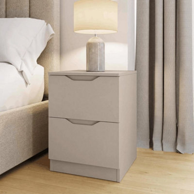 Bedside Table Deep Storage Modern Drawers Recessed Handle Design - image 1