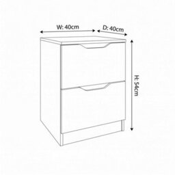 Bedside Table Deep Storage Modern Drawers Recessed Handle Design - thumbnail 2