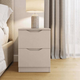 Bedside Table Deep Storage Modern Drawers Recessed Handle Design - thumbnail 3
