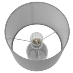 Beliani Table Lamp - Transparent Glass Base, Grey Drum Shade, Modern Minimalist Ambient Lighting - thumbnail 4