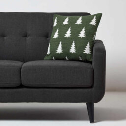 Homescapes Festive Alpine Tree Cushion Moss Green Woven Design - thumbnail 2