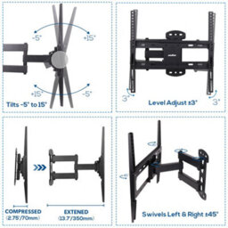 Fativo  Tv Bracket Wall Mount Double Arms Ultra Strong Stable Support Lcd Led 32-55 Inch - thumbnail 3