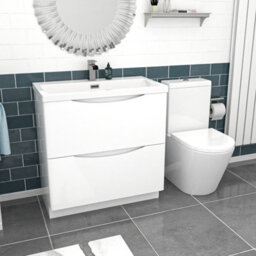 Nes Home White 800mm Basin Vanity Unit And Rimless Close Coupled Toilet - thumbnail 5
