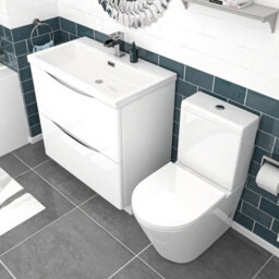 Nes Home White 800mm Basin Vanity Unit And Rimless Close Coupled Toilet - thumbnail 4