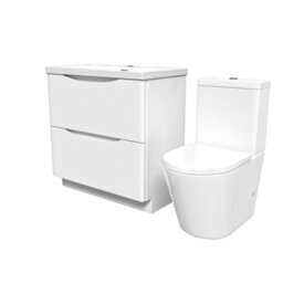 Nes Home White 800mm Basin Vanity Unit And Rimless Close Coupled Toilet - thumbnail 6