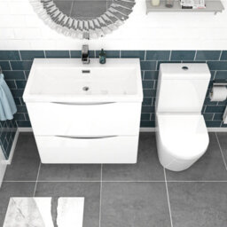 Nes Home White 800mm Basin Vanity Unit And Rimless Close Coupled Toilet - thumbnail 3