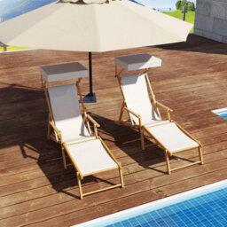 Birch Wood Chaise Lounge Chair Foldable Beach Lounge Chair - thumbnail 4