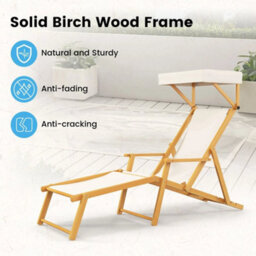 Birch Wood Chaise Lounge Chair Foldable Beach Lounge Chair - thumbnail 5