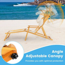 Birch Wood Chaise Lounge Chair Foldable Beach Lounge Chair - thumbnail 6