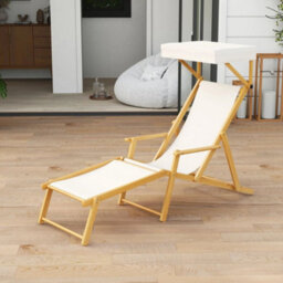 Birch Wood Chaise Lounge Chair Foldable Beach Lounge Chair - thumbnail 3