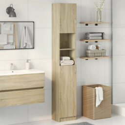 Berkfield Bathroom Cabinet Sonoma Oak 32X25.5X190 Cm Engineered Wood - thumbnail 1