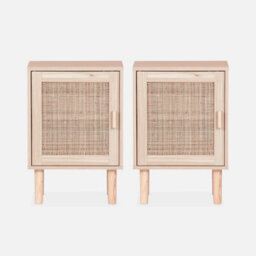 Sweeek - Pair Of Woven Rattan Bedside Tables Camargue Natural 40X30X58 Cm - thumbnail 2