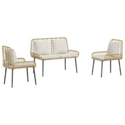 Berkfield Garden Dining Set 3 Pcs Poly Rattan, Steel - thumbnail 2