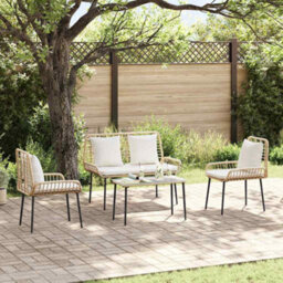 Berkfield Garden Dining Set 3 Pcs Poly Rattan, Steel - thumbnail 1