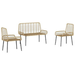 Berkfield Garden Dining Set 3 Pcs Poly Rattan, Steel - thumbnail 6