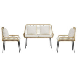 Berkfield Garden Dining Set 3 Pcs Poly Rattan, Steel - thumbnail 7