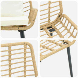 Berkfield Garden Dining Set 3 Pcs Poly Rattan, Steel - thumbnail 8