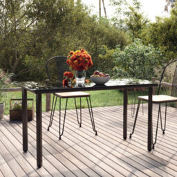Berkfield Garden Dining Table Black 200X100X74Cm Steel And Tempered Glass