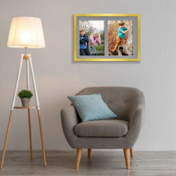 AK Frames 20X14 Gold Sleek Multi Photo Frame With Mid Grey Mount - Holds 2 Apertures (2X) A4 Photos - thumbnail 3