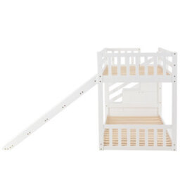 BTM Bunk Bed With Stairs And Slide, Solid Pine Wood, 2 Drawers In Steps, 90X190Cm, White - thumbnail 7