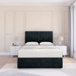 "Sloomy 5Ft Manhattan Divan Bed Base Black Naples ,no Drawers & 26"" Struts Headboard - King" - thumbnail 2