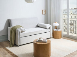 Beliani Sofa Bed Horma Fabric Off-White - thumbnail 2