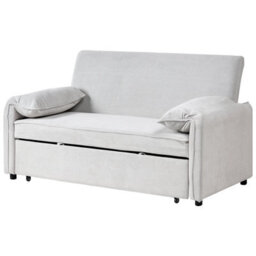 Beliani Sofa Bed Horma Fabric Off-White - thumbnail 5