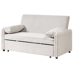 Beliani Sofa Bed Horma Fabric Off-White - thumbnail 4