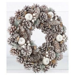 Urbn-Living Urbnliving 26Cm Festive Christmas Wreaths White Decorative Pine Cone Door Flower Ornaments