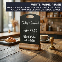Chabrias Ltd Chabrias 10 Pack A5 Chalkboard Table Signs Wooden Stand Wedding Menu Display - thumbnail 5