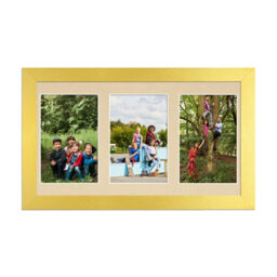 AK Frames 40X20Cm Gold Modern Multi Photo Frame With Ivory Mount - Holds 3 Apertures (3X) 6X4 Photos - thumbnail 1