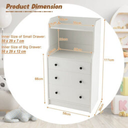 Gainoom 3-Drawer White Dresser Modern Chest Of Drawers With Anti-Toppling - thumbnail 2