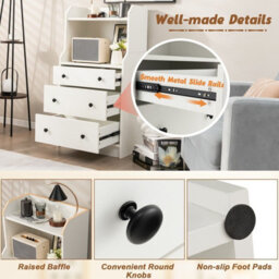 Gainoom 3-Drawer White Dresser Modern Chest Of Drawers With Anti-Toppling - thumbnail 6