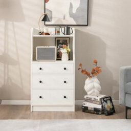 Gainoom 3-Drawer White Dresser Modern Chest Of Drawers With Anti-Toppling - thumbnail 3