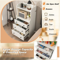 Gainoom 3-Drawer White Dresser Modern Chest Of Drawers With Anti-Toppling - thumbnail 7
