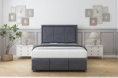 "Comfort Savoy Steel Plush Divan Bed Set 2 Drawers Left Side - 26"" Strutted & 12"" Footboard 2'6 Small Single" - image 1
