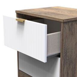 Nashville Ready Assembled Matt White & Oak 2 Drawer Wide Bedside Chest (H)521mm (W)450mm (D)395mm - thumbnail 4