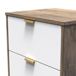 Nashville Ready Assembled Matt White & Oak 2 Drawer Wide Bedside Chest (H)521mm (W)450mm (D)395mm - thumbnail 3