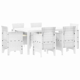 Berkfield Modern Garden Dining Set 7 Pcs White - thumbnail 1