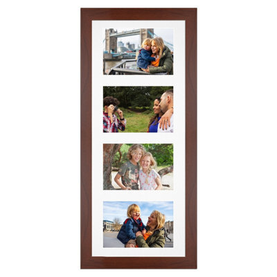 AK Frames 50X20Cm Rose Wood Modern Multi Photo Frame With White Mount - Holds 4 Apertures (4X) 6X4 Photos - image 1