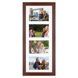AK Frames 50X20Cm Rose Wood Modern Multi Photo Frame With White Mount - Holds 4 Apertures (4X) 6X4 Photos - thumbnail 1