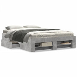 Berkfield Bed Frame Without Mattress Concrete Grey 120X200Cm Engineered Wood - thumbnail 4