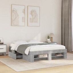 Berkfield Bed Frame Without Mattress Concrete Grey 120X200Cm Engineered Wood - thumbnail 1